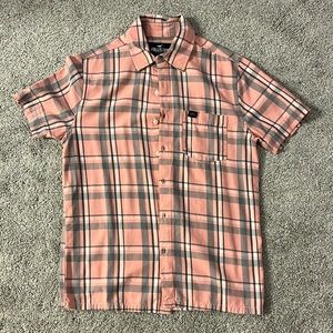 Adult XXS Hollister pink plaid soft button up